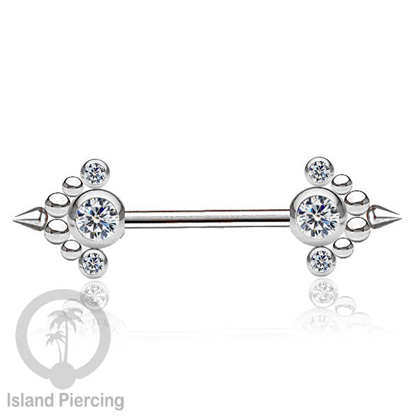 Tindik Aksesoris Puting Stainless warna silver banyak model kristal Zirconia Nipple Body Jewelry