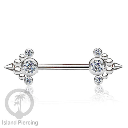 Tindik Aksesoris Puting Stainless warna silver banyak model kristal Zirconia Nipple Body Jewelry