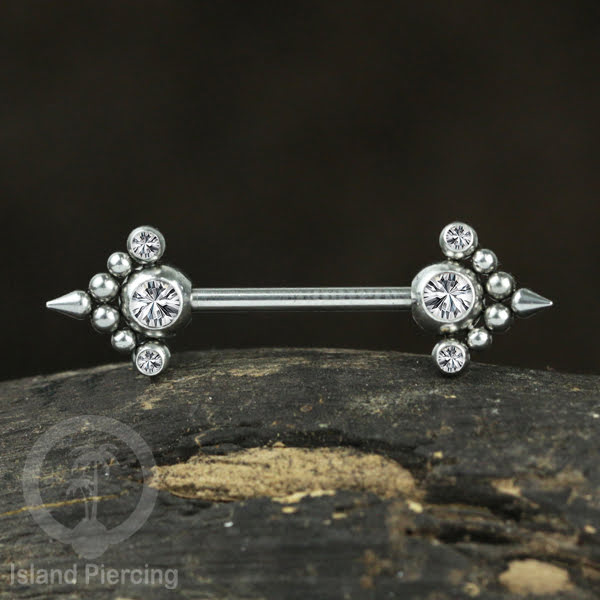 Tindik Aksesoris Puting Stainless warna silver banyak model kristal Zirconia Nipple Body Jewelry