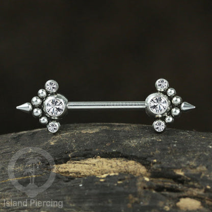 Tindik Aksesoris Puting Stainless warna silver banyak model kristal Zirconia Nipple Body Jewelry