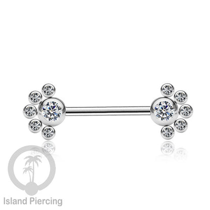 Tindik Aksesoris Puting Stainless warna silver banyak model kristal Zirconia Nipple Body Jewelry