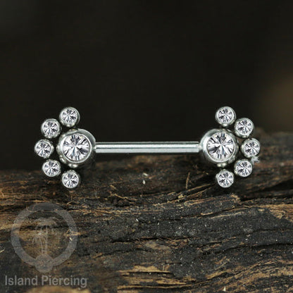Tindik Aksesoris Puting Stainless warna silver banyak model kristal Zirconia Nipple Body Jewelry