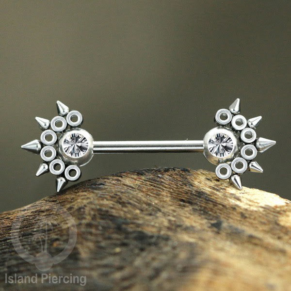 Tindik Aksesoris Puting Stainless warna silver banyak model kristal Zirconia Nipple Body Jewelry