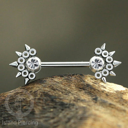 Tindik Aksesoris Puting Stainless warna silver banyak model kristal Zirconia Nipple Body Jewelry