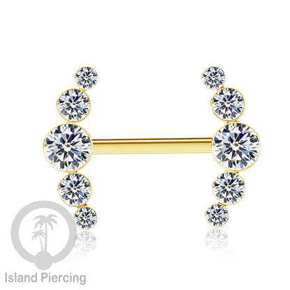 Tindik Puting bahan Stainless warna gold. Crystal Nipple Body Jewelry Piercing Barbells
