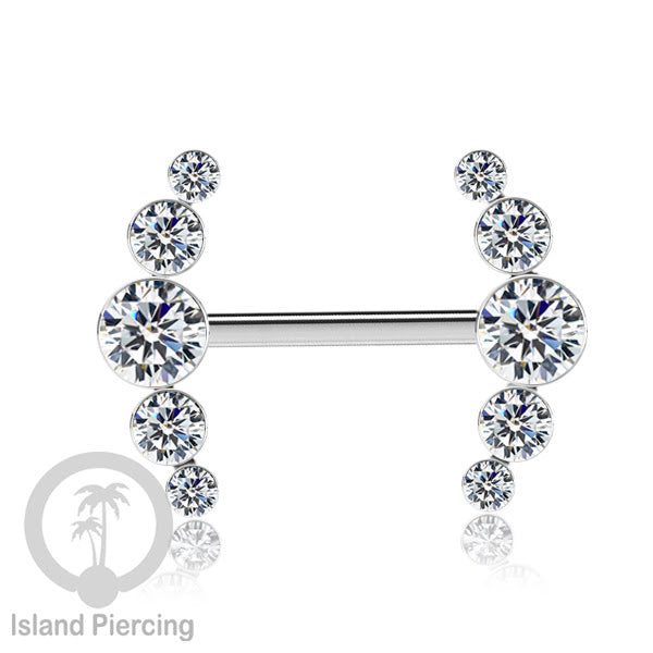 Tindik Aksesoris Puting Stainless warna silver banyak model kristal Zirconia Nipple Body Jewelry