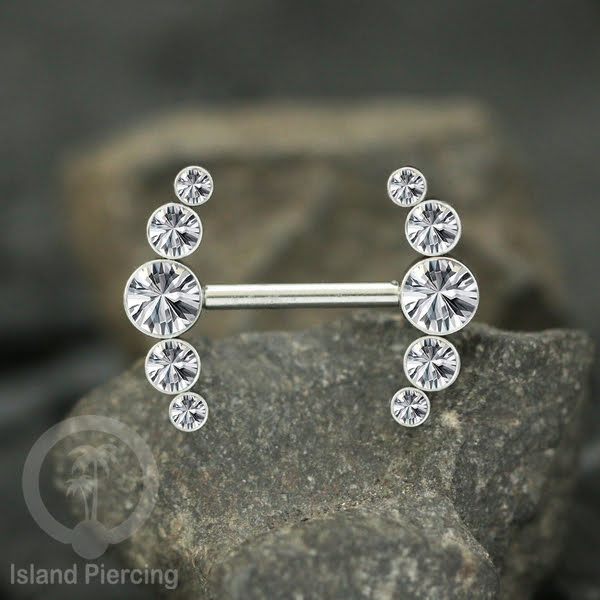 Tindik Aksesoris Puting Stainless warna silver banyak model kristal Zirconia Nipple Body Jewelry