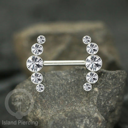 Tindik Aksesoris Puting Stainless warna silver banyak model kristal Zirconia Nipple Body Jewelry