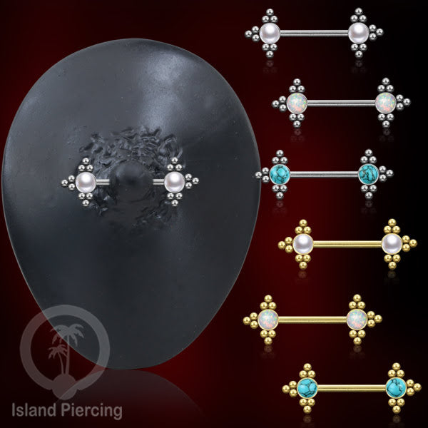 Steel Nipple Jewelry, Tindik Piercing Puting dengan bola baja kecil dan batu