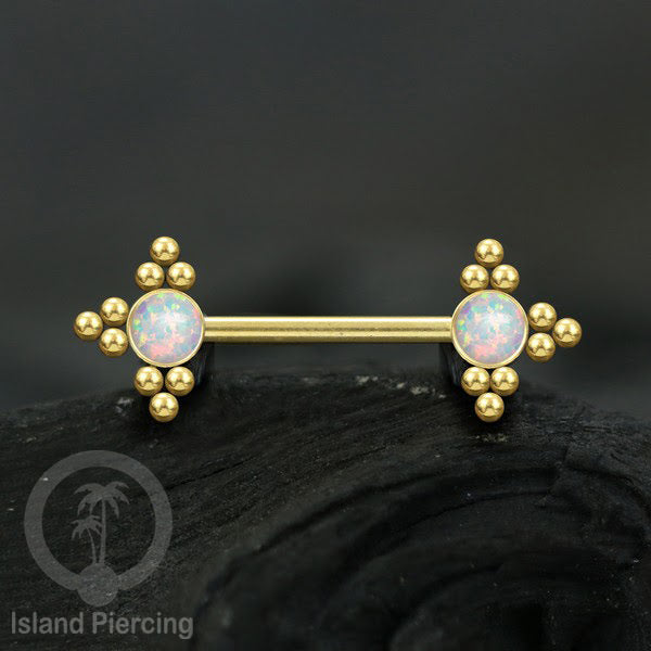 Steel Nipple Jewelry, Tindik Piercing Puting dengan bola baja kecil dan batu