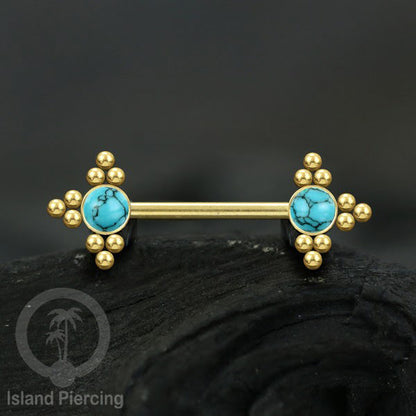 Steel Nipple Jewelry, Tindik Piercing Puting dengan bola baja kecil dan batu