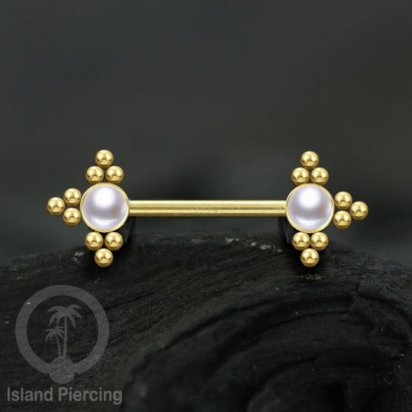 Steel Nipple Jewelry, Tindik Piercing Puting dengan bola baja kecil dan batu