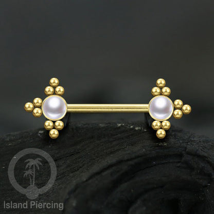 Steel Nipple Jewelry, Tindik Piercing Puting dengan bola baja kecil dan batu