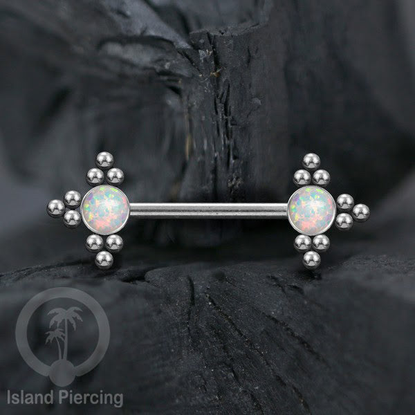 Steel Nipple Jewelry, Tindik Piercing Puting dengan bola baja kecil dan batu