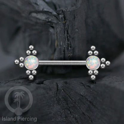 Steel Nipple Jewelry, Tindik Piercing Puting dengan bola baja kecil dan batu