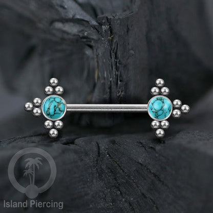 Steel Nipple Jewelry, Tindik Piercing Puting dengan bola baja kecil dan batu