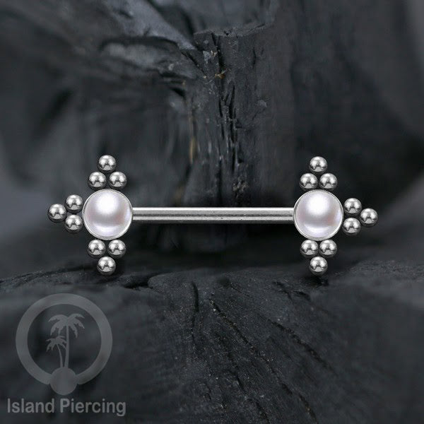 Steel Nipple Jewelry, Tindik Piercing Puting dengan bola baja kecil dan batu