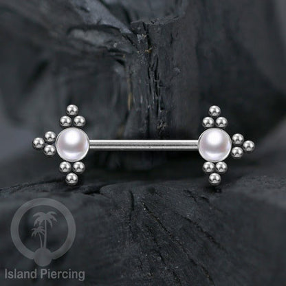 Steel Nipple Jewelry, Tindik Piercing Puting dengan bola baja kecil dan batu