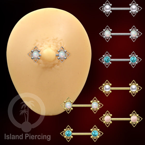 Nipple Piercing Jewelry, Tindik Puting Stainless motif Love Heart dengan batu cantik.