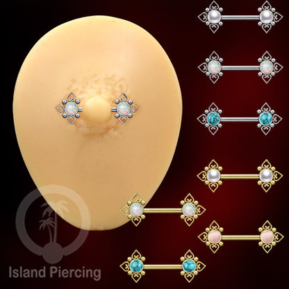 Nipple Piercing Jewelry, Tindik Puting Stainless motif Love Heart dengan batu cantik.