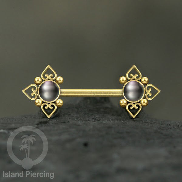 Nipple Piercing Jewelry, Tindik Puting Stainless motif Love Heart dengan batu cantik.