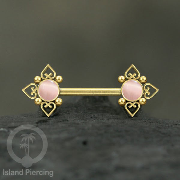 Nipple Piercing Jewelry, Tindik Puting Stainless motif Love Heart dengan batu cantik.