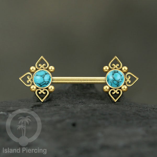 Nipple Piercing Jewelry, Tindik Puting Stainless motif Love Heart dengan batu cantik.