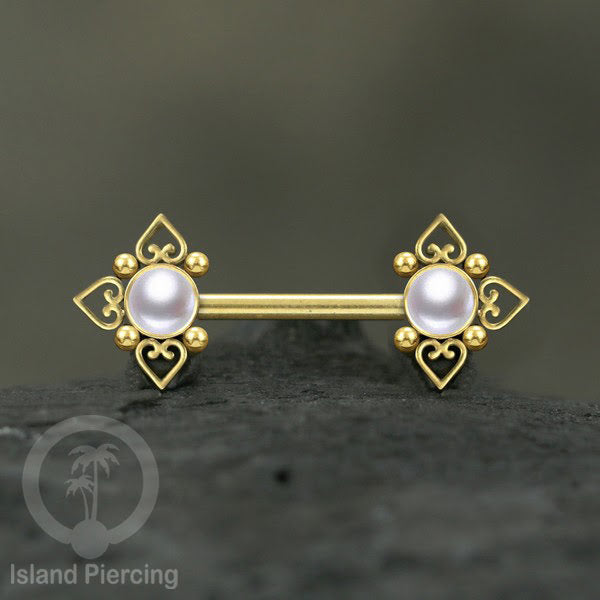 Nipple Piercing Jewelry, Tindik Puting Stainless motif Love Heart dengan batu cantik.