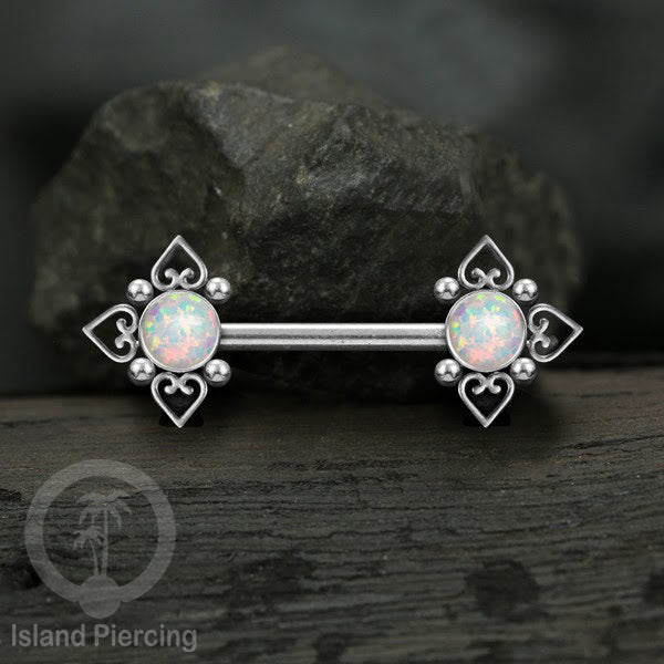 Nipple Piercing Jewelry, Tindik Puting Stainless motif Love Heart dengan batu cantik.
