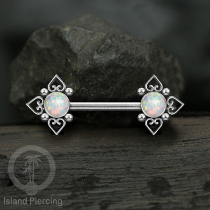 Nipple Piercing Jewelry, Tindik Puting Stainless motif Love Heart dengan batu cantik.