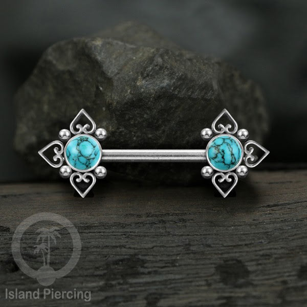 Nipple Piercing Jewelry, Tindik Puting Stainless motif Love Heart dengan batu cantik.