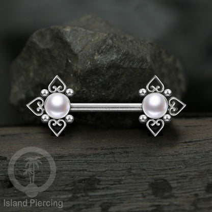 Nipple Piercing Jewelry, Tindik Puting Stainless motif Love Heart dengan batu cantik.