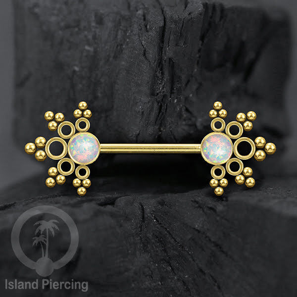 Aksesoris Tindik Puting dari baja Stainless, warna silver atau gold, dengan batu cantik