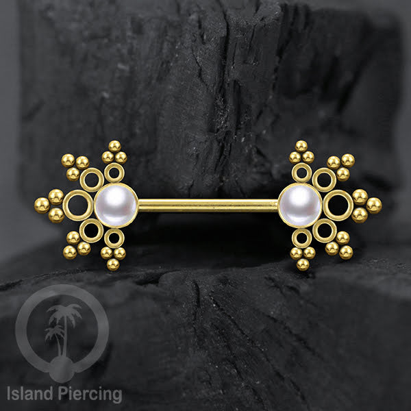 Aksesoris Tindik Puting dari baja Stainless, warna silver atau gold, dengan batu cantik