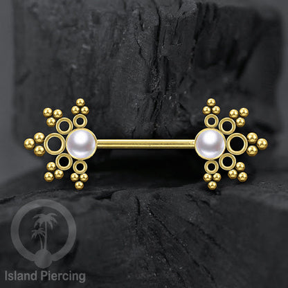 Aksesoris Tindik Puting dari baja Stainless, warna silver atau gold, dengan batu cantik