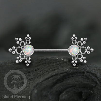 Aksesoris Tindik Puting dari baja Stainless, warna silver atau gold, dengan batu cantik