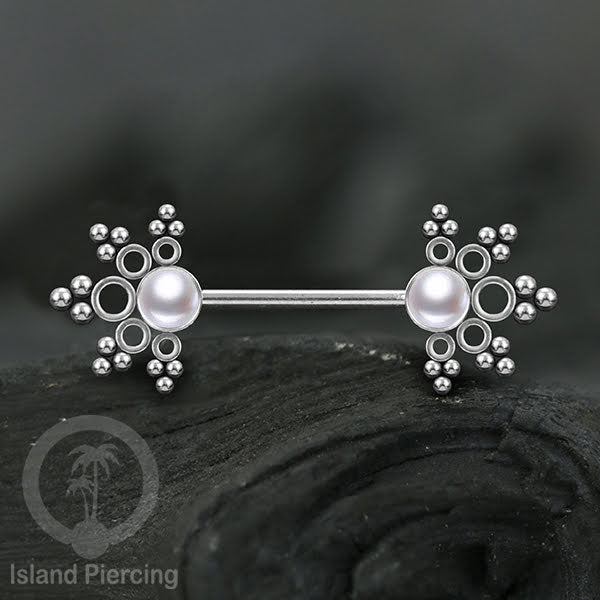 Aksesoris Tindik Puting dari baja Stainless, warna silver atau gold, dengan batu cantik