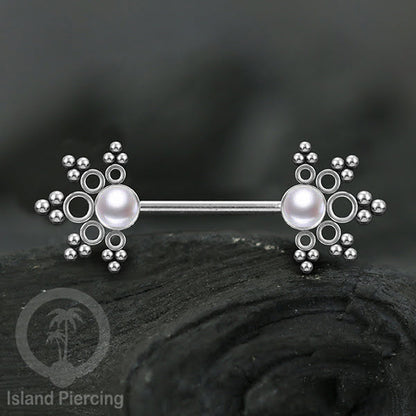 Aksesoris Tindik Puting dari baja Stainless, warna silver atau gold, dengan batu cantik