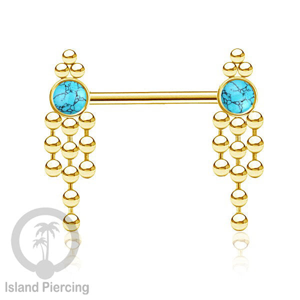 Aksesoris Puting terbuat dari baja Stainless dengan Turquoise, Pearl, atau Opal Putih