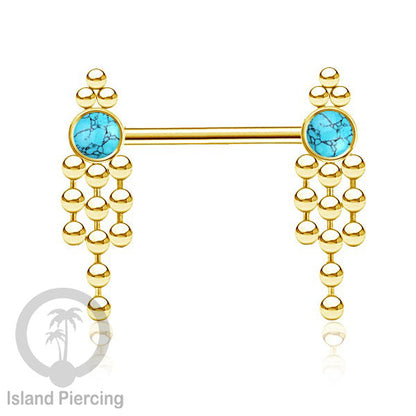 Aksesoris Puting terbuat dari baja Stainless dengan Turquoise, Pearl, atau Opal Putih