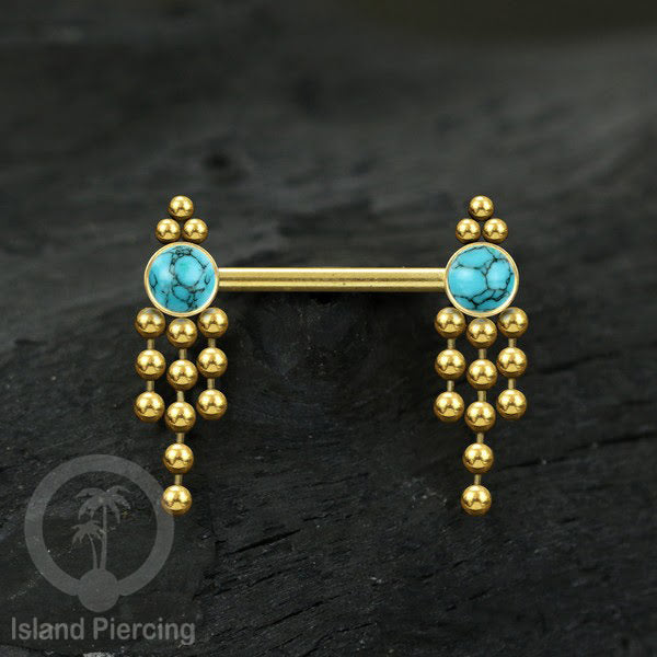 Aksesoris Puting terbuat dari baja Stainless dengan Turquoise, Pearl, atau Opal Putih