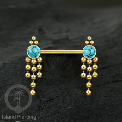 Aksesoris Puting terbuat dari baja Stainless dengan Turquoise, Pearl, atau Opal Putih