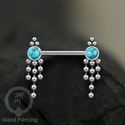 Aksesoris Puting terbuat dari baja Stainless dengan Turquoise, Pearl, atau Opal Putih