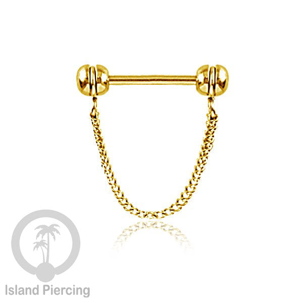 Tindik Puting Stainless dengan banyak model Rantai, warna Gold, Nipple Piercing Jewelry