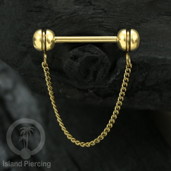 Tindik Puting Stainless dengan banyak model Rantai, warna Gold, Nipple Piercing Jewelry