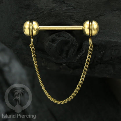 Tindik Puting Stainless dengan banyak model Rantai, warna Gold, Nipple Piercing Jewelry