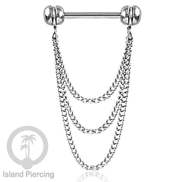 Tindik Puting Stainless dengan banyak model Rantai, warna Silver, Nipple Piercing Jewelry