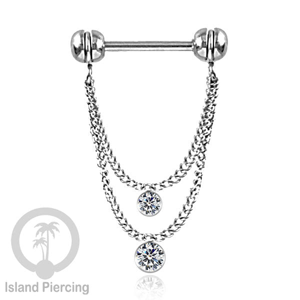 Tindik Puting Stainless dengan banyak model Rantai, warna Silver, Nipple Piercing Jewelry