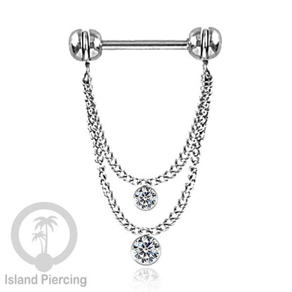 Tindik Puting Stainless dengan banyak model Rantai, warna Silver, Nipple Piercing Jewelry