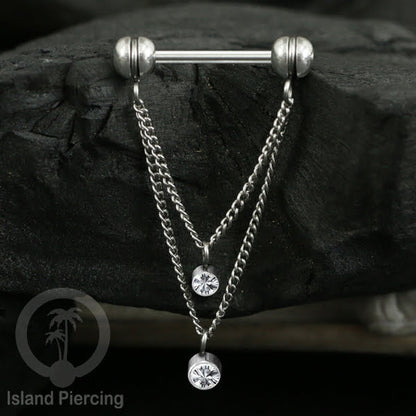 Tindik Puting Stainless dengan banyak model Rantai, warna Silver, Nipple Piercing Jewelry